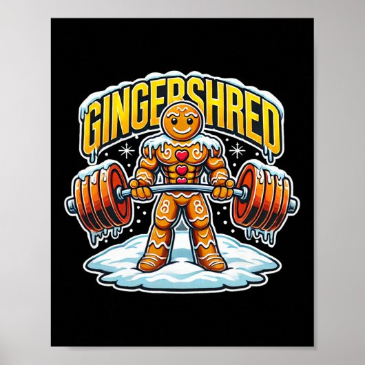 Gingershred Funny Gingerbread Man Gym Bodybuilding Poster (Voorkant)