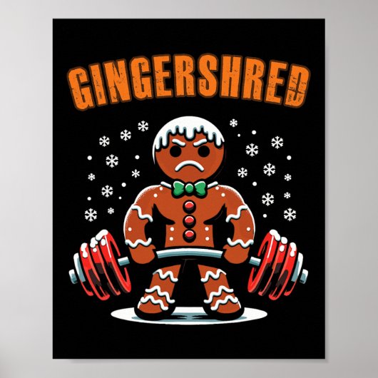 Gingershred Funny Gingerbread Man Gym Bodybuilding Poster (Voorkant)