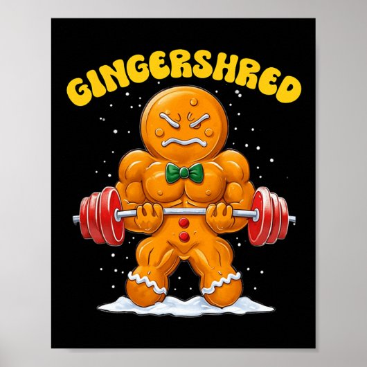 Gingershred Funny Gingerbread Man Gym Bodybuilding Poster (Voorkant)