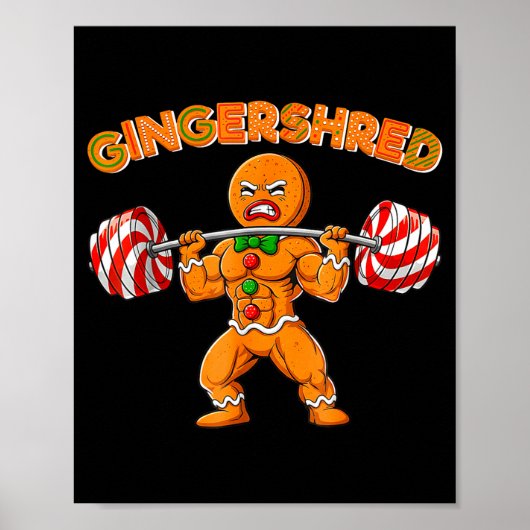 Gingershred Funny Gingerbread Man Gym Bodybuilding Poster (Voorkant)