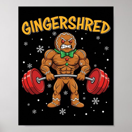 Gingershred Funny Gingerbread Man Gym Bodybuilding Poster (Voorkant)