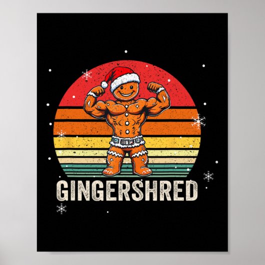 Gingershred Funny Gingerbread Man Gym Bodybuilding Poster (Voorkant)