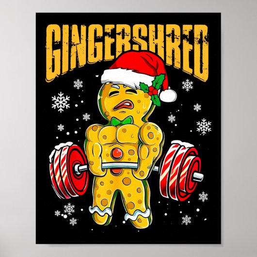 Gingershred Funny Gingerbread Man Gym Bodybuilding Poster (Voorkant)