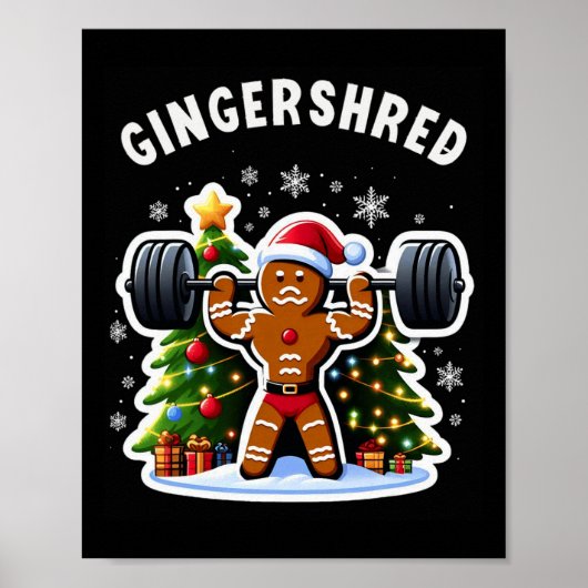 Gingershred Funny Gingerbread Man Gym Bodybuilding Poster (Voorkant)