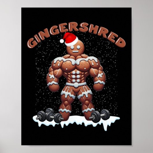 Gingershred Funny Gingerbread Man Gym Bodybuilding Poster (Voorkant)