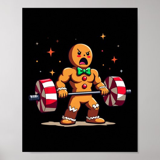 Gingershred Funny Gingerbread Man Gym Bodybuilding Poster (Voorkant)