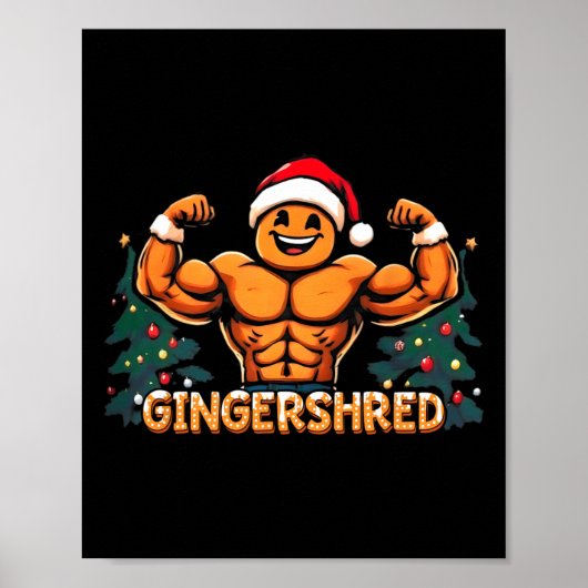 Gingershred Funny Gingerbread Man Gym Bodybuilding Poster (Voorkant)