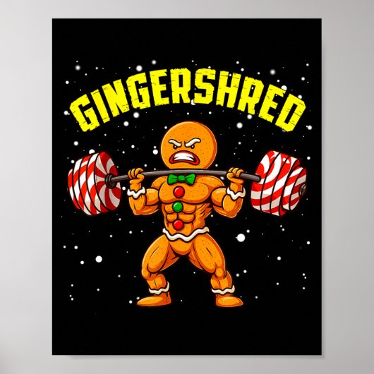 Gingershred Funny Gingerbread Man Gym Bodybuilding Poster (Voorkant)