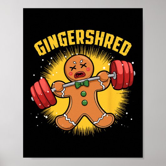 Gingershred Funny Gingerbread Man Gym Bodybuilding Poster (Voorkant)