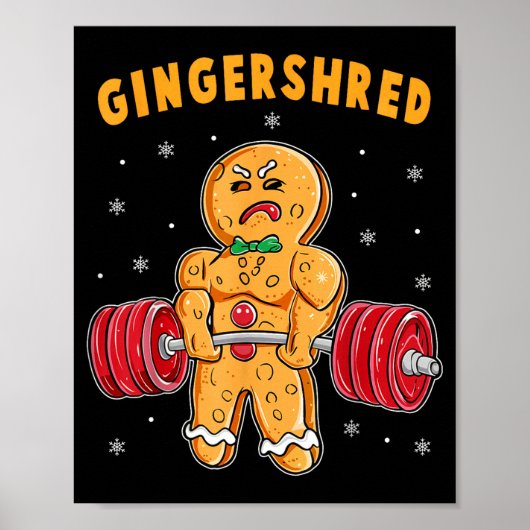 Gingershred Funny Gingerbread Man Gym Bodybuilding Poster (Voorkant)