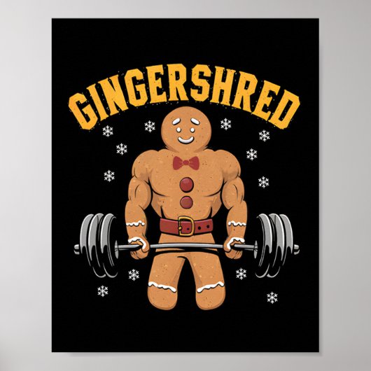 Gingershred Funny Gingerbread Man Gym Bodybuilding Poster (Voorkant)