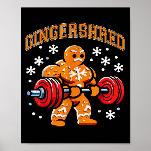 Gingershred Funny Gingerbread Man Gym Bodybuilding Poster (Voorkant)