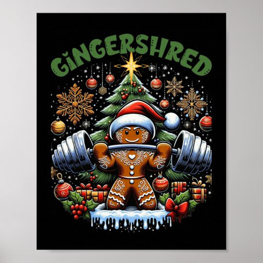 Gingershred Funny Gingerbread Man Gym Bodybuilding Poster (Voorkant)