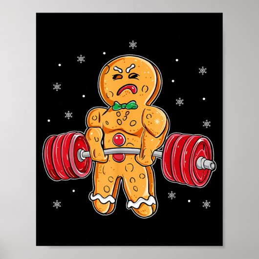 Gingershred Funny Gingerbread Man Gym Bodybuilding Poster (Voorkant)