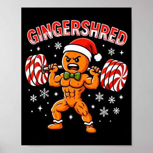 Gingershred Funny Gingerbread Man Gym Bodybuilding Poster (Voorkant)