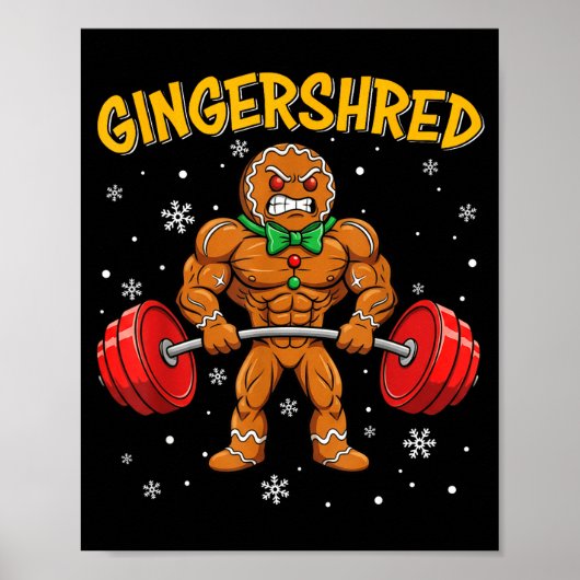 Gingershred Funny Gingerbread Man Gym Bodybuilding Poster (Voorkant)
