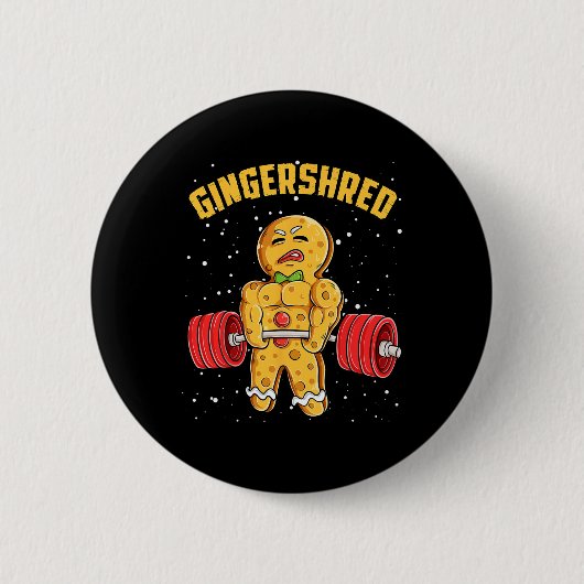 Gingershred Funny Gingerbread Man Gym Bodybuilding Ronde Button 5,7 Cm (Voorkant)
