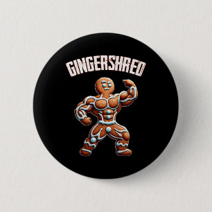 Gingershred Funny Gingerbread Man Gym Bodybuilding Ronde Button 5,7 Cm