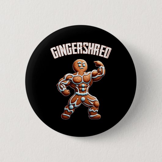 Gingershred Funny Gingerbread Man Gym Bodybuilding Ronde Button 5,7 Cm (Voorkant)