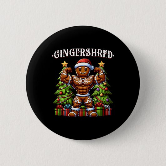 Gingershred Funny Gingerbread Man Gym Bodybuilding Ronde Button 5,7 Cm (Voorkant)