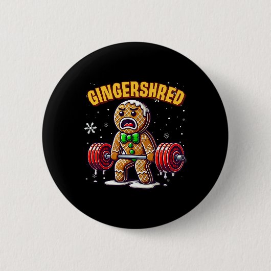 Gingershred Funny Gingerbread Man Gym Bodybuilding Ronde Button 5,7 Cm (Voorkant)