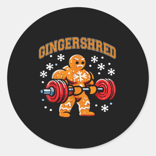 Gingershred Funny Gingerbread Man Gym Bodybuilding Ronde Sticker (Voorkant)