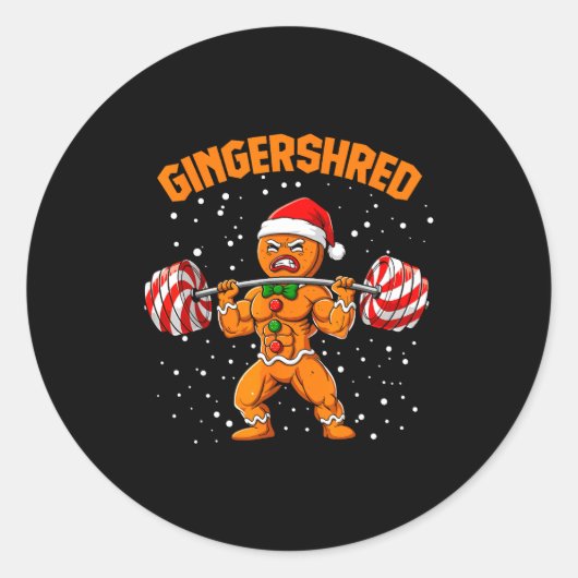 Gingershred Funny Gingerbread Man Gym Bodybuilding Ronde Sticker (Voorkant)