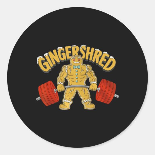 Gingershred Funny Gingerbread Man Gym Bodybuilding Ronde Sticker (Voorkant)