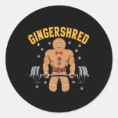 Gingershred Funny Gingerbread Man Gym Bodybuilding Ronde Sticker (Voorkant)