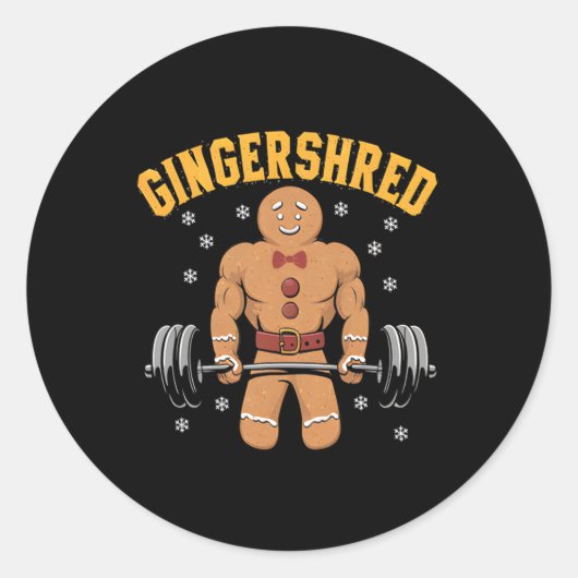 Gingershred Funny Gingerbread Man Gym Bodybuilding Ronde Sticker (Voorkant)
