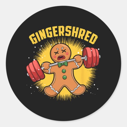 Gingershred Funny Gingerbread Man Gym Bodybuilding Ronde Sticker (Voorkant)