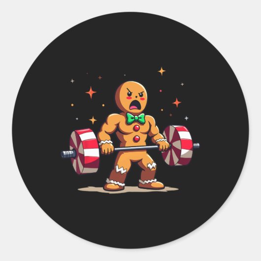 Gingershred Funny Gingerbread Man Gym Bodybuilding Ronde Sticker (Voorkant)