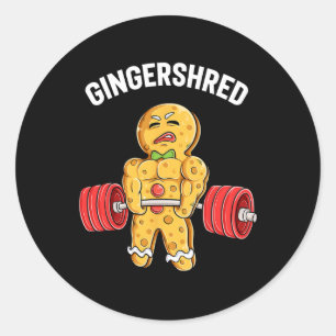 Gingershred Funny Gingerbread Man Gym Bodybuilding Ronde Sticker