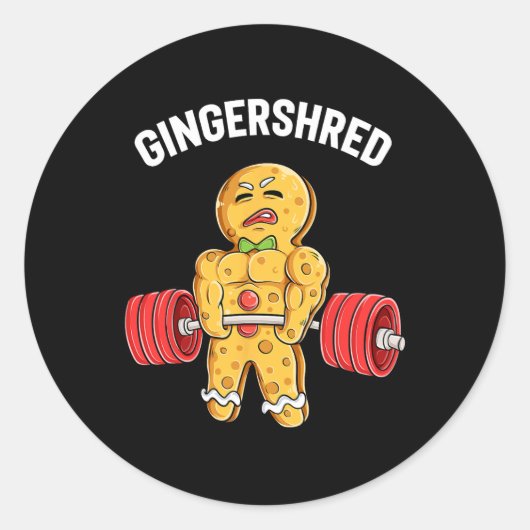 Gingershred Funny Gingerbread Man Gym Bodybuilding Ronde Sticker (Voorkant)