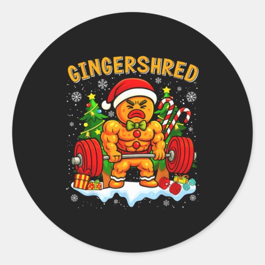Gingershred Funny Gingerbread Man Gym Bodybuilding Ronde Sticker (Voorkant)