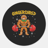 Gingershred Funny Gingerbread Man Gym Bodybuilding Ronde Sticker (Voorkant)