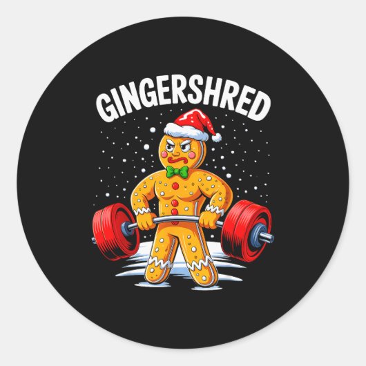 Gingershred Funny Gingerbread Man Gym Bodybuilding Ronde Sticker (Voorkant)