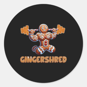 Gingershred Funny Gingerbread Man Gym Bodybuilding Ronde Sticker