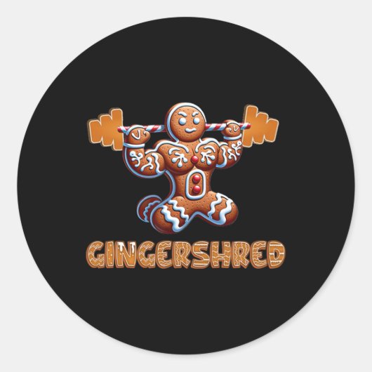 Gingershred Funny Gingerbread Man Gym Bodybuilding Ronde Sticker (Voorkant)