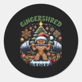 Gingershred Funny Gingerbread Man Gym Bodybuilding Ronde Sticker (Voorkant)