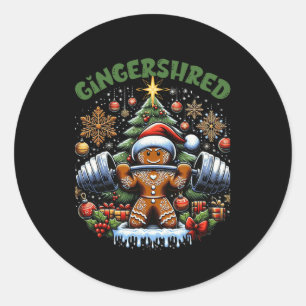 Gingershred Funny Gingerbread Man Gym Bodybuilding Ronde Sticker