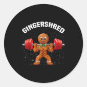 Gingershred Funny Gingerbread Man Gym Bodybuilding Ronde Sticker (Voorkant)