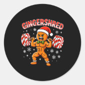 Gingershred Funny Gingerbread Man Gym Bodybuilding Ronde Sticker (Voorkant)