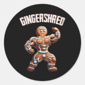 Gingershred Funny Gingerbread Man Gym Bodybuilding Ronde Sticker (Voorkant)