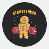 Gingershred Funny Gingerbread Man Gym Bodybuilding Ronde Sticker (Voorkant)