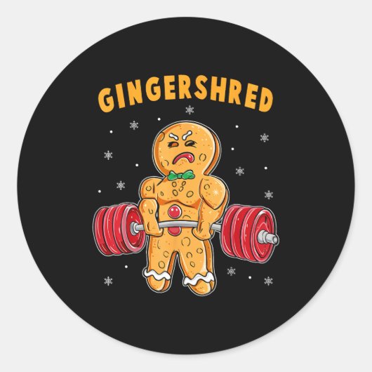 Gingershred Funny Gingerbread Man Gym Bodybuilding Ronde Sticker (Voorkant)