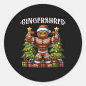 Gingershred Funny Gingerbread Man Gym Bodybuilding Ronde Sticker (Voorkant)