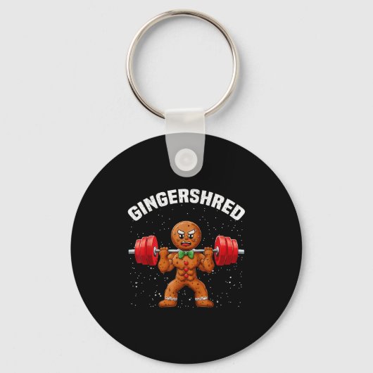 Gingershred Funny Gingerbread Man Gym Bodybuilding Sleutelhanger (Voorkant)