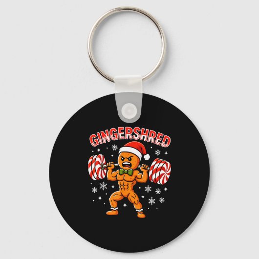 Gingershred Funny Gingerbread Man Gym Bodybuilding Sleutelhanger (Voorkant)