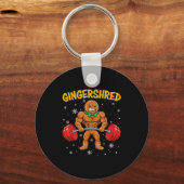Gingershred Funny Gingerbread Man Gym Bodybuilding Sleutelhanger (Voorkant)